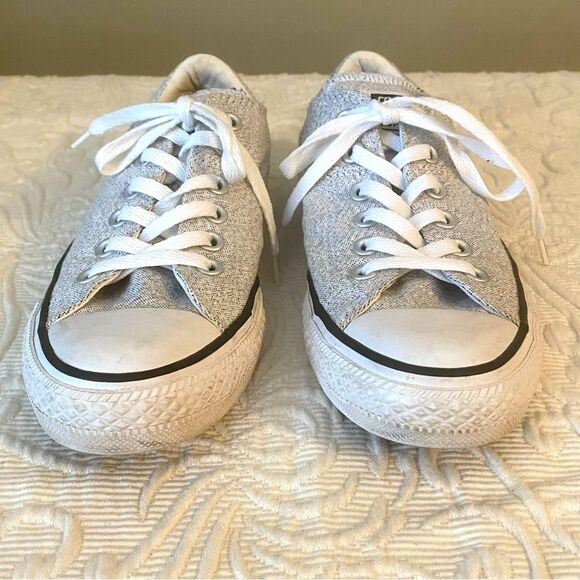 Converse All Star Madison Low Top Sneakers Silver Shimmer Cushion Tongue - Picture 1 of 9